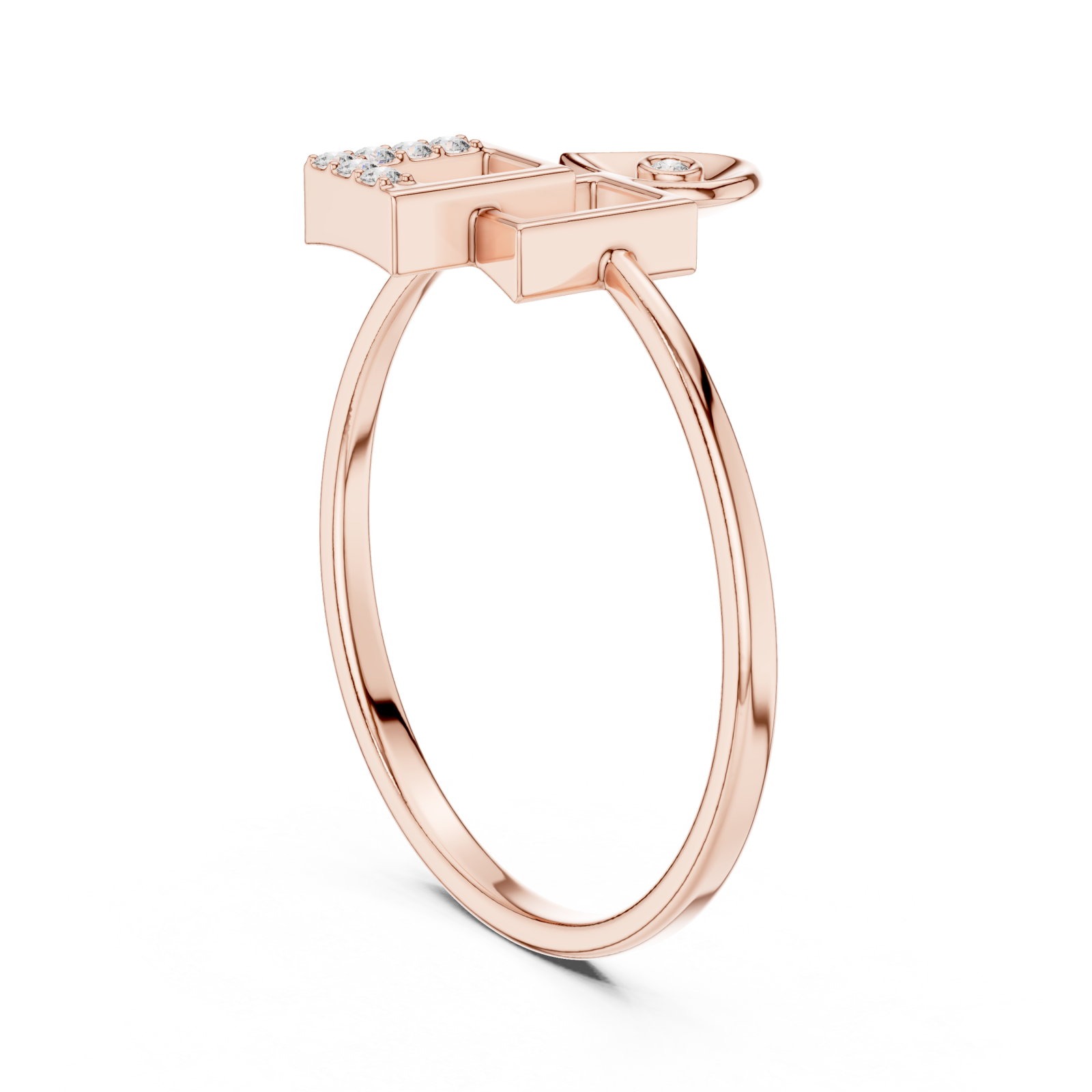  Rose Gold Radiant Illusion Cubic Motif Statement Band Left View