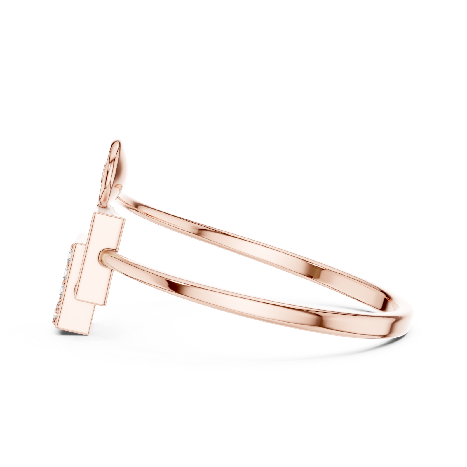  Rose Gold Radiant Illusion Cubic Motif Statement Band Side View