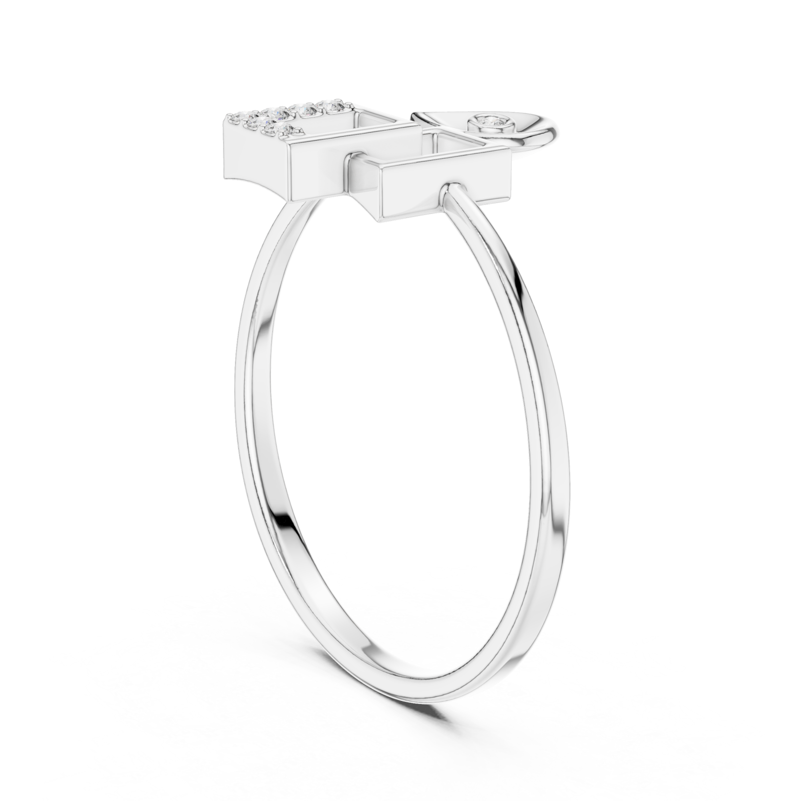  White Gold Radiant Illusion Cubic Motif Statement Band Left View