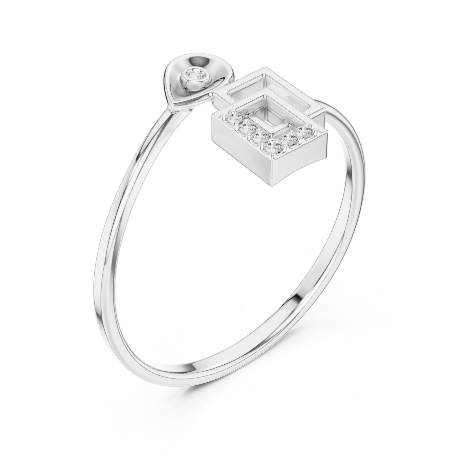 White Gold Radiant Illusion Cubic Motif Statement Band Right View