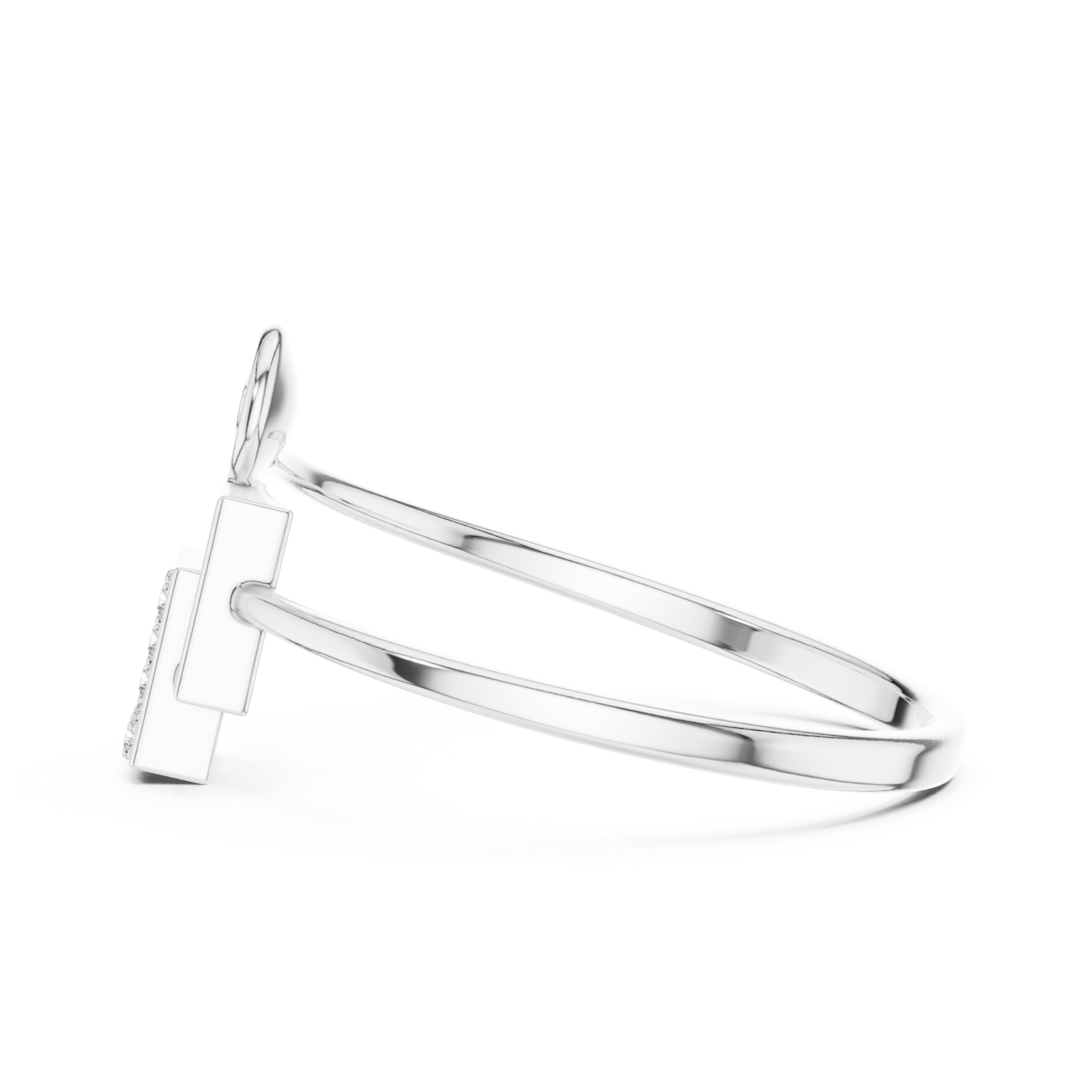  White Gold Radiant Illusion Cubic Motif Statement Band Side View