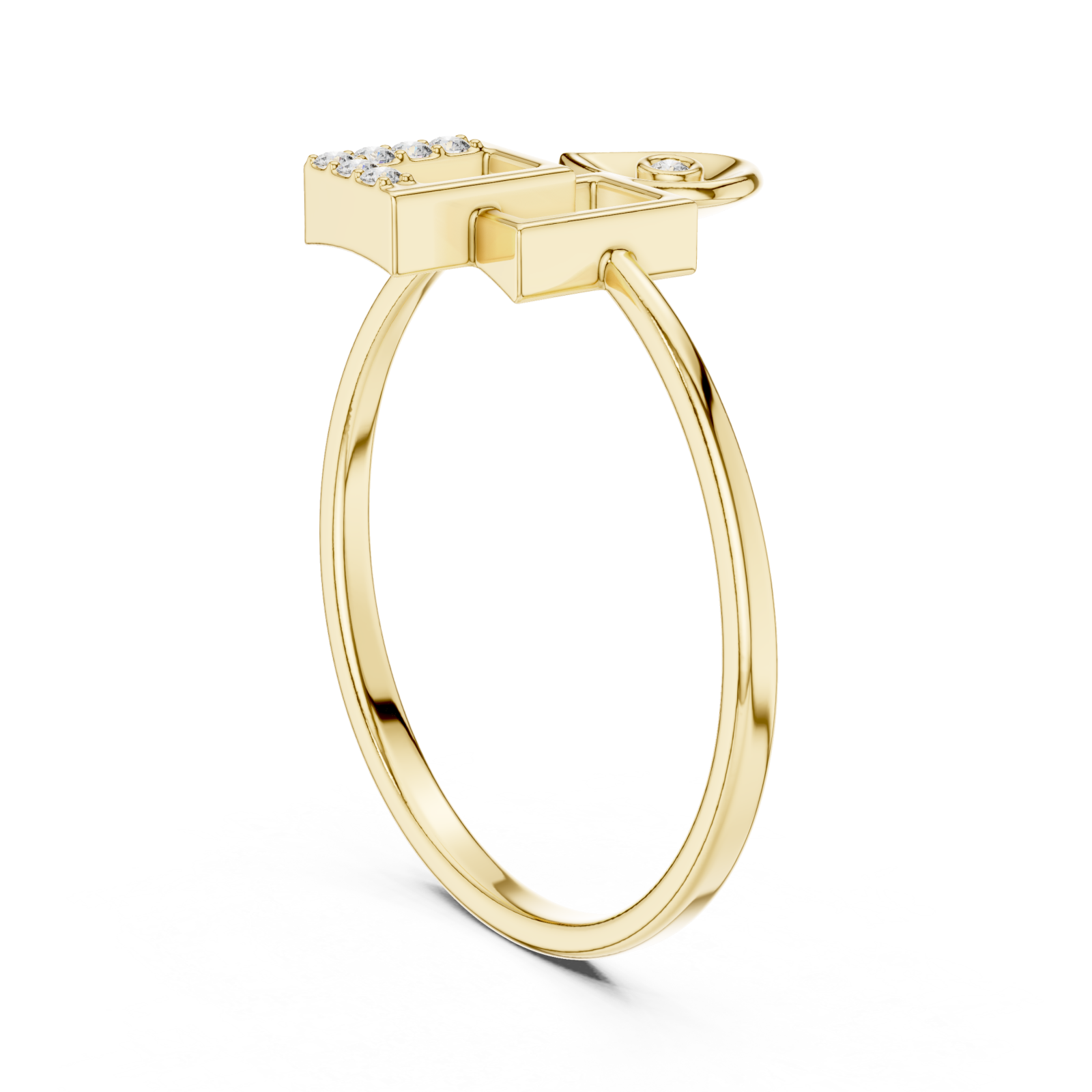  Gold Radiant Illusion Cubic Motif Statement Band Left View