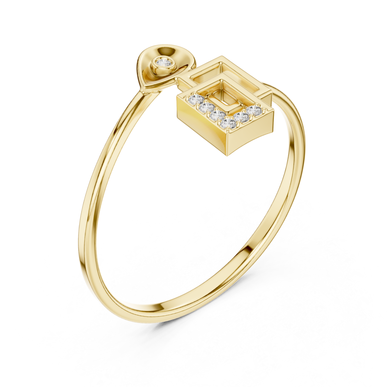 Gold Radiant Illusion Cubic Motif Statement Band Right View