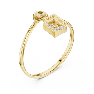 Gold Radiant Illusion Cubic Motif Statement Band Right View