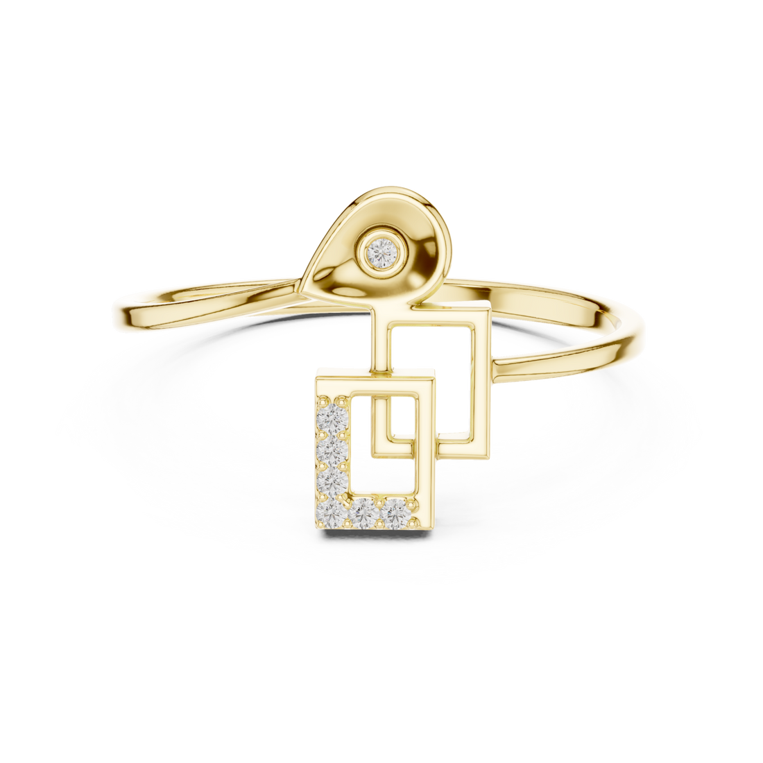 Gold Radiant Illusion Cubic Motif Statement Band Right View
