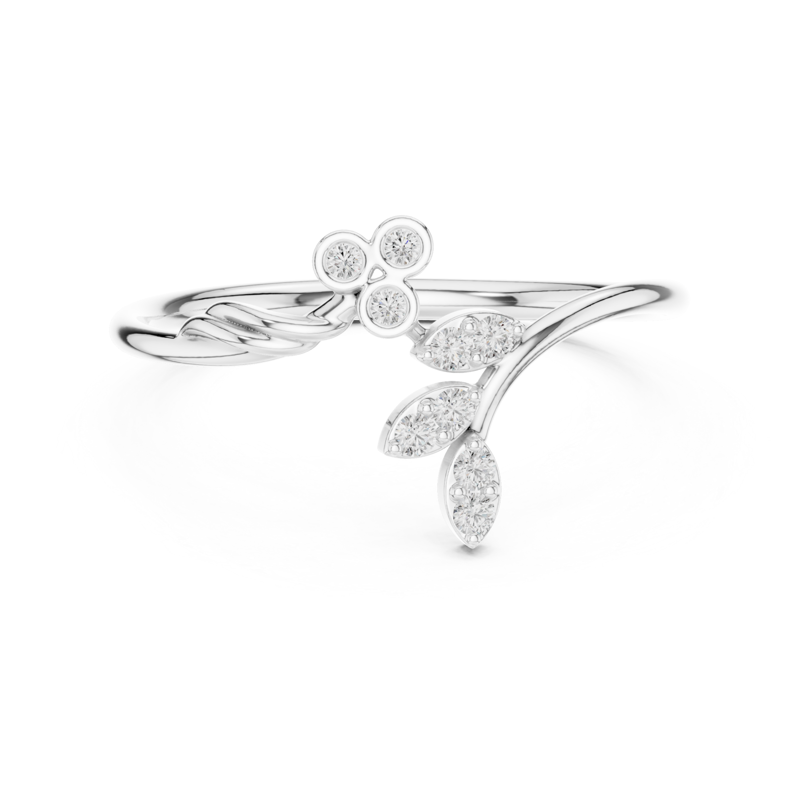  White Gold Meadow Dream Harmony Curve Statement Ring Front View