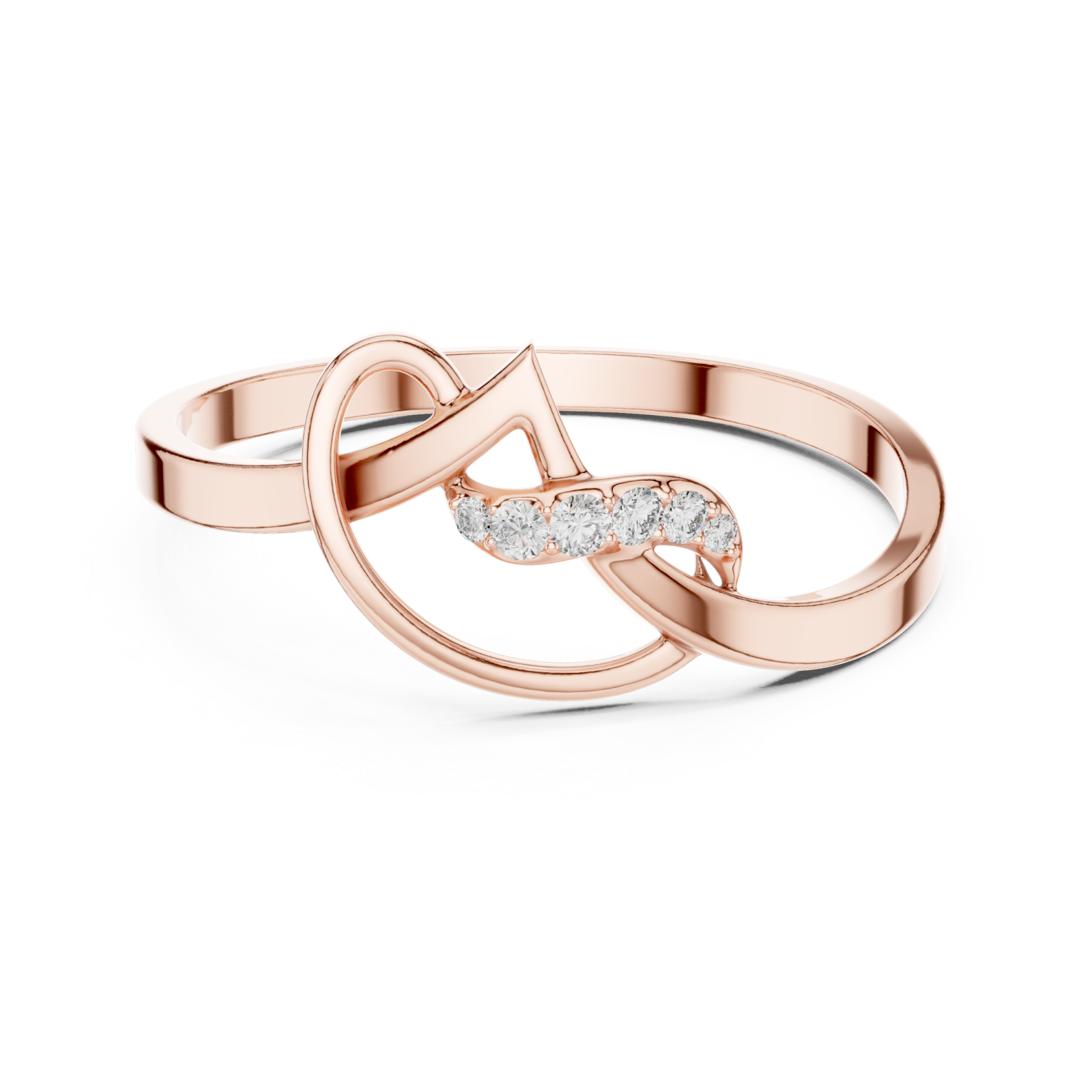  Rose Gold Dawnlight Lattice Whisper Band Front View