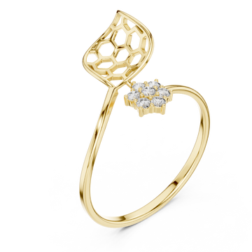 Gold Delicate Open Petal Motif Ring Right View