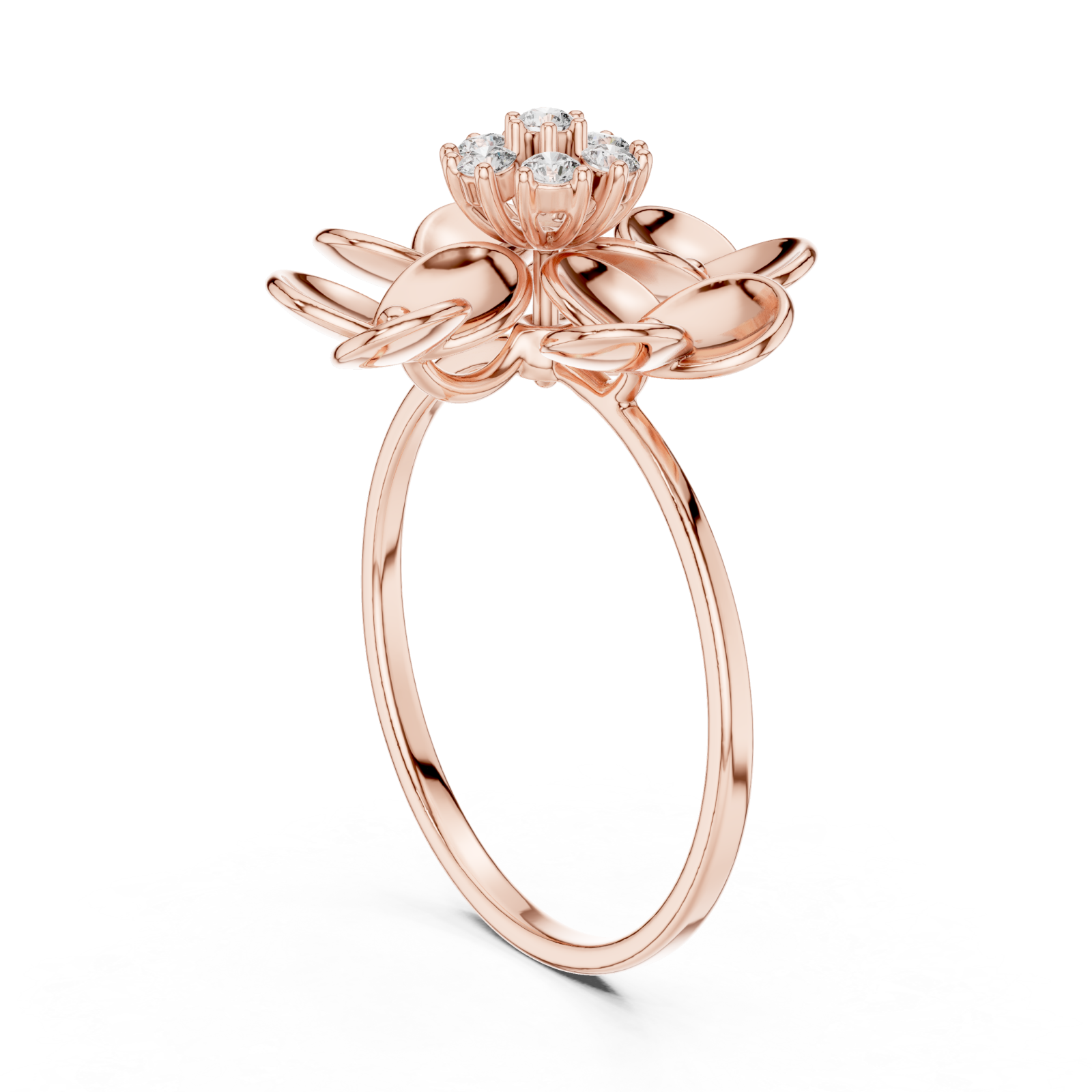  Rose Gold Radiant Blossom Whisper Signature Band Left View