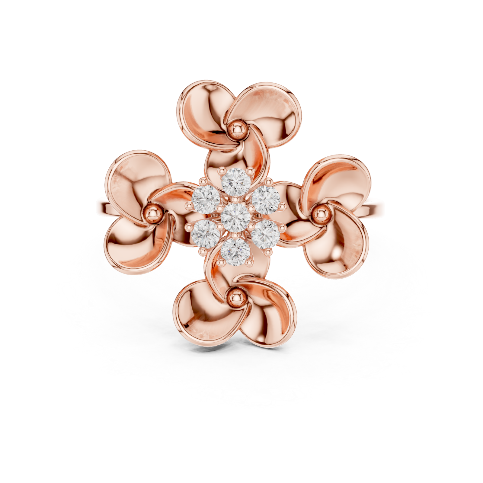  Rose Gold Radiant Blossom Whisper Signature Band Front View