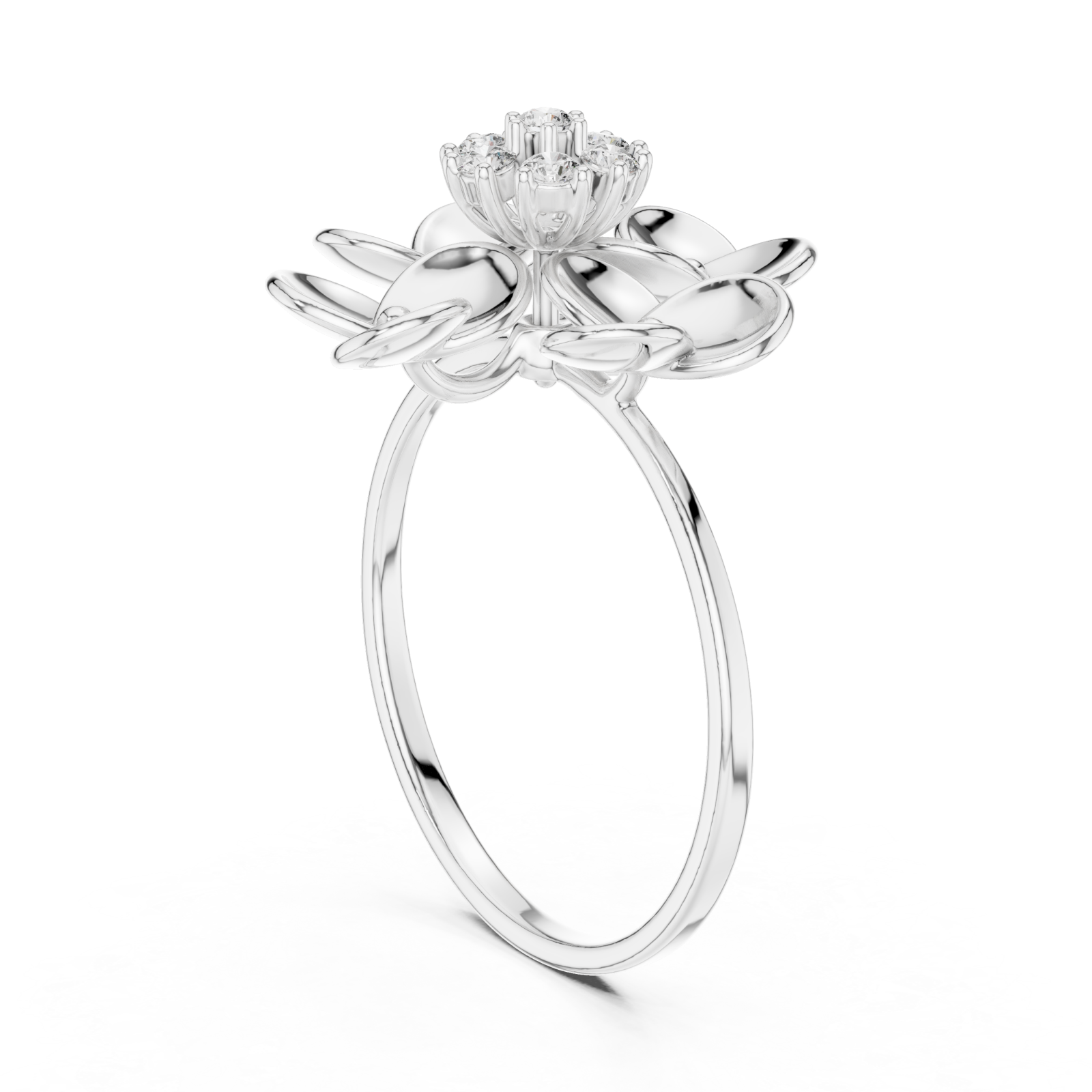  White Gold Radiant Blossom Whisper Signature Band Left View