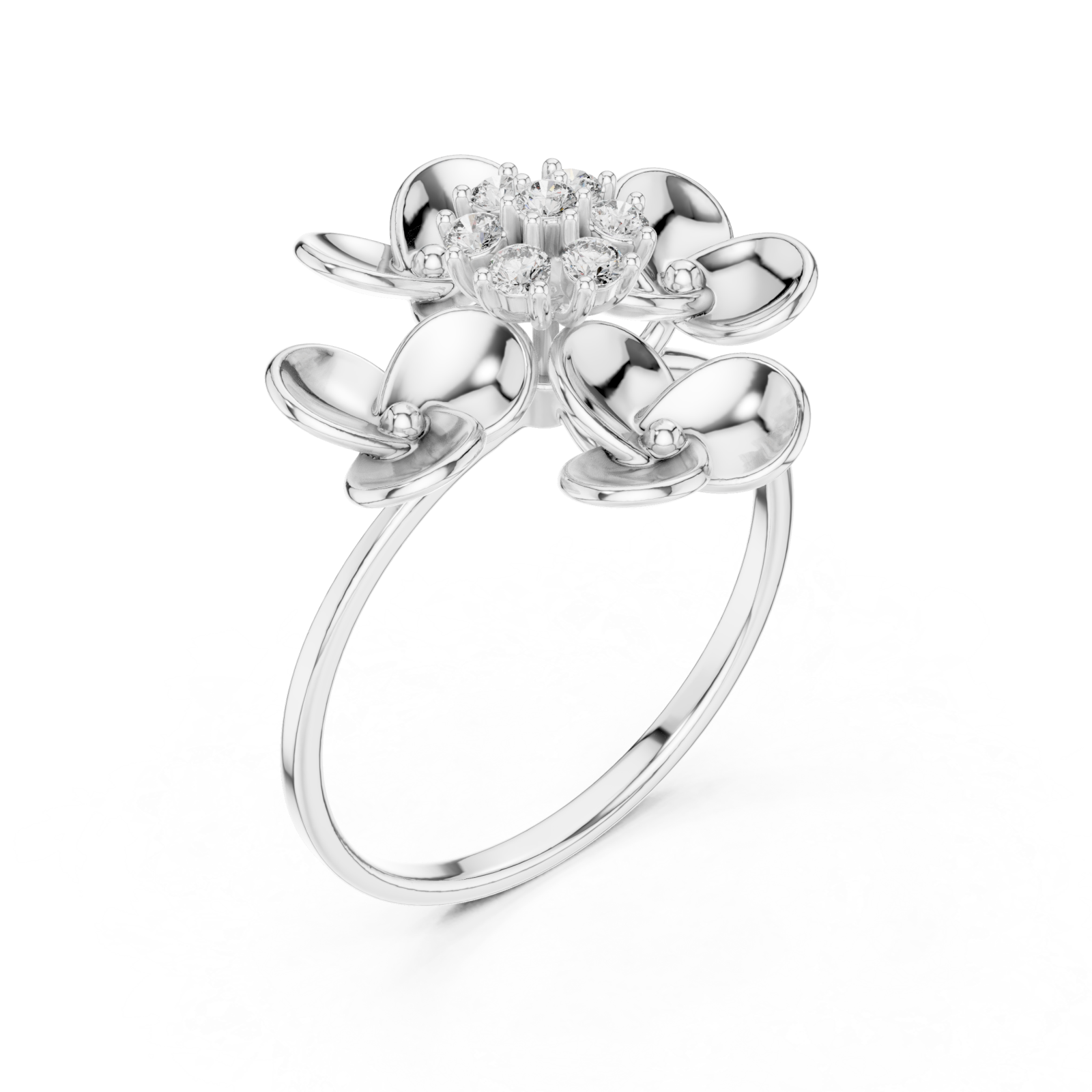  White Gold Radiant Blossom Whisper Signature Band Right View