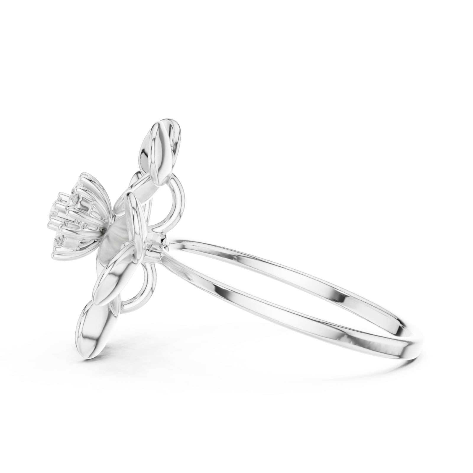  White Gold Radiant Blossom Whisper Signature Band Side View