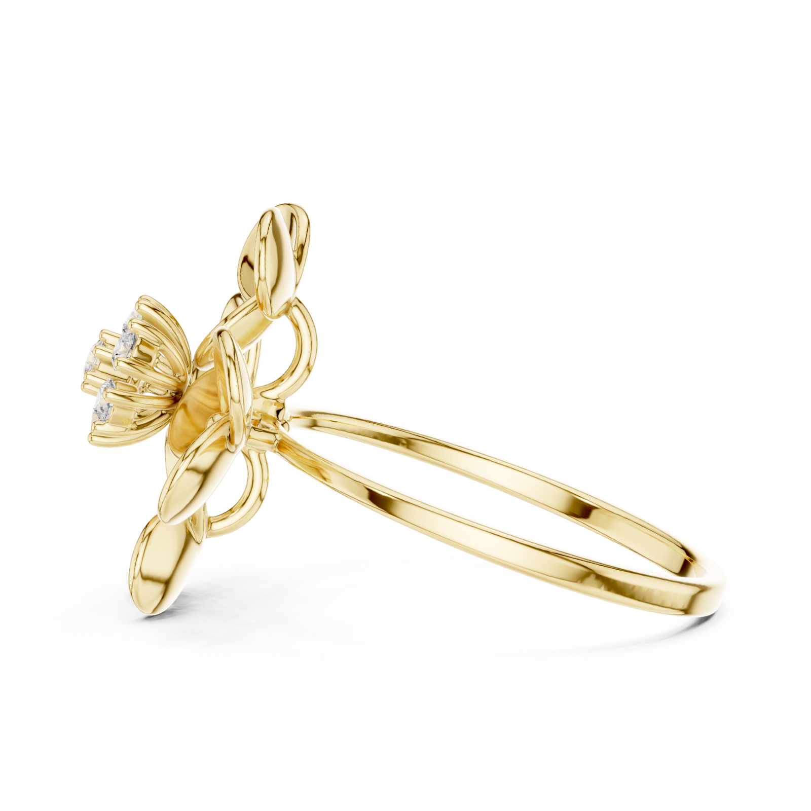  Gold Radiant Blossom Whisper Signature Band Side View