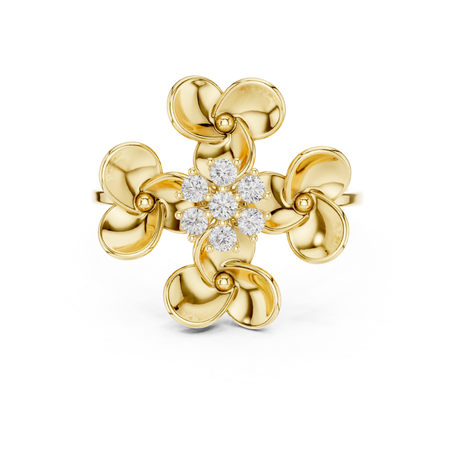  Gold Radiant Blossom Whisper Signature Band Front View