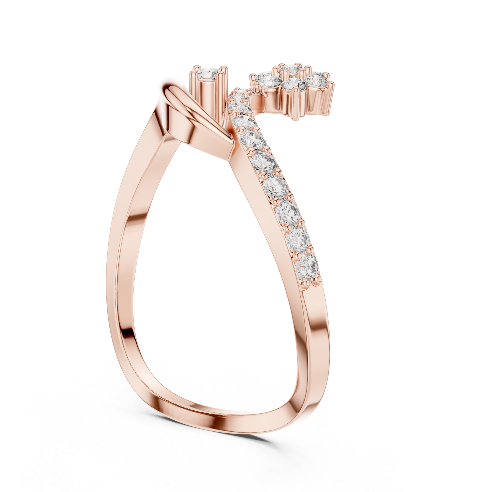  Rose Gold Radiant Morning Petal Contour Cocktail Ring Left View