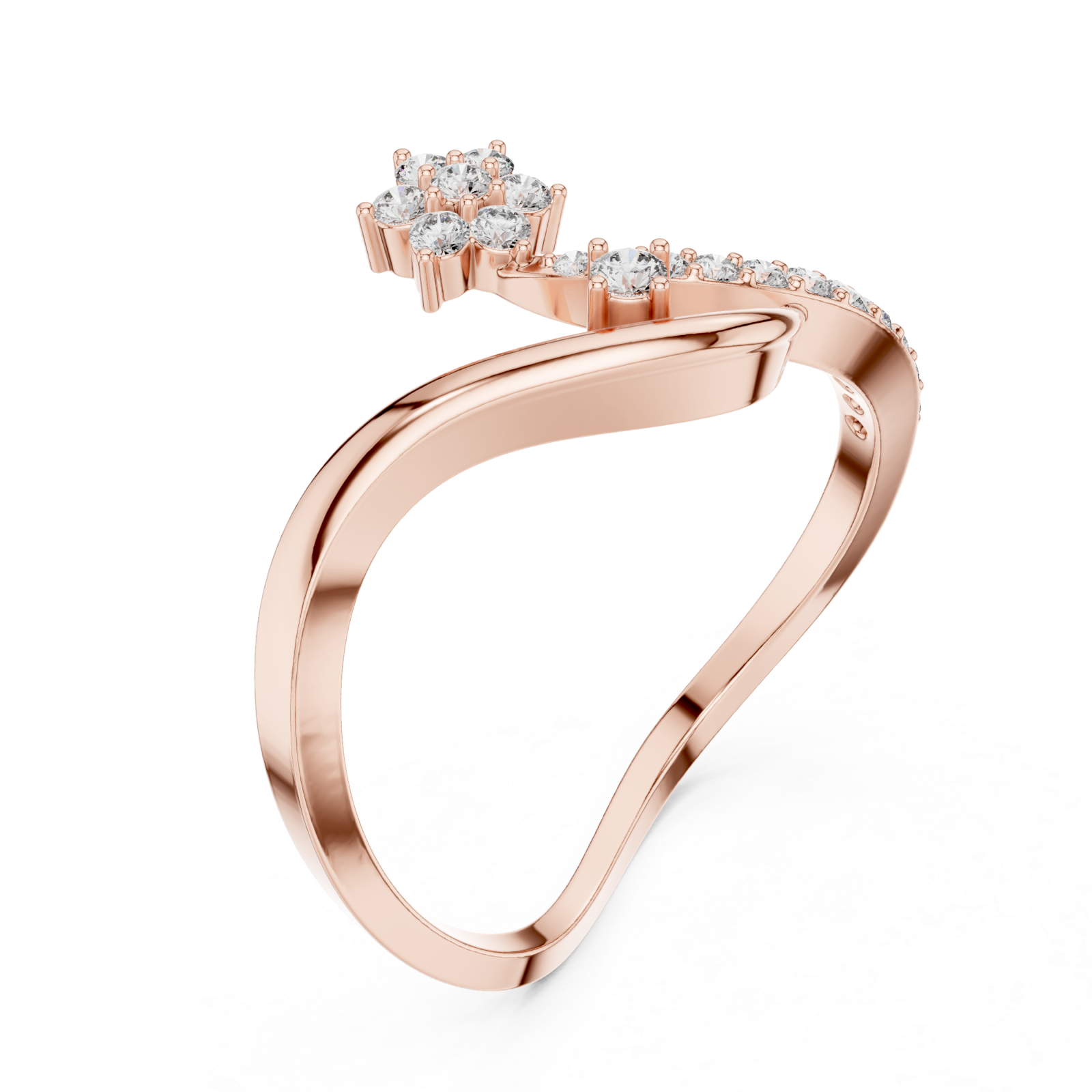  Rose Gold Radiant Morning Petal Contour Cocktail Ring Right View