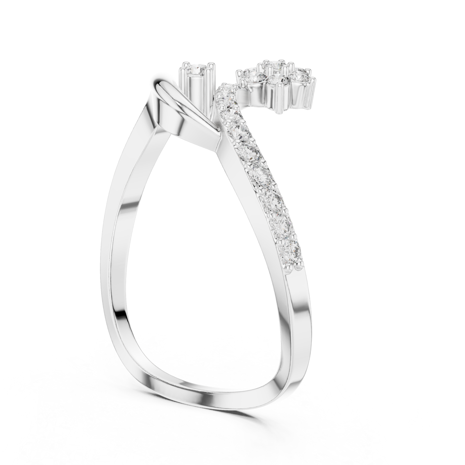 White Gold Radiant Morning Petal Contour Cocktail Ring Left View