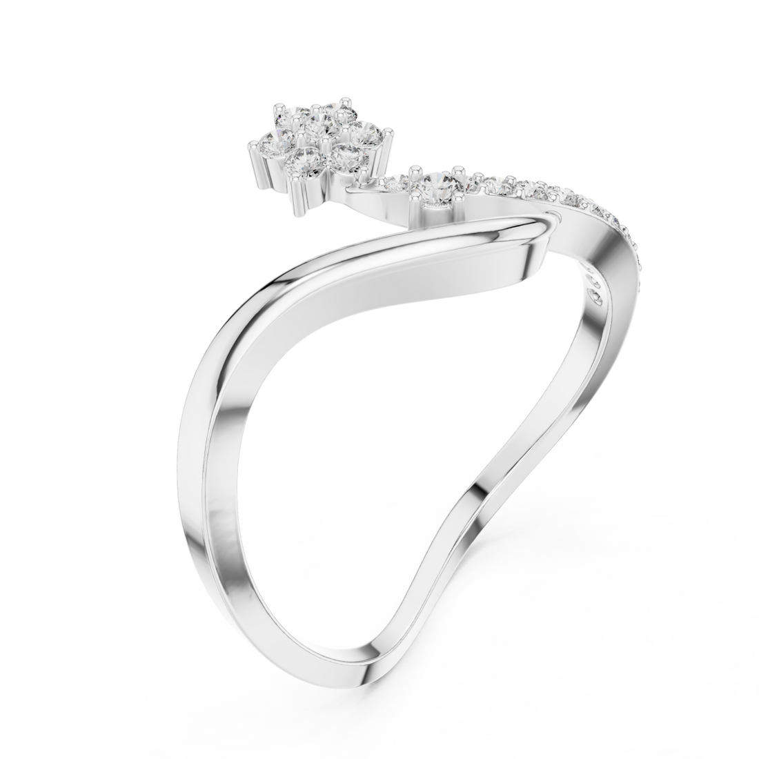  White Gold Radiant Morning Petal Contour Cocktail Ring Right View
