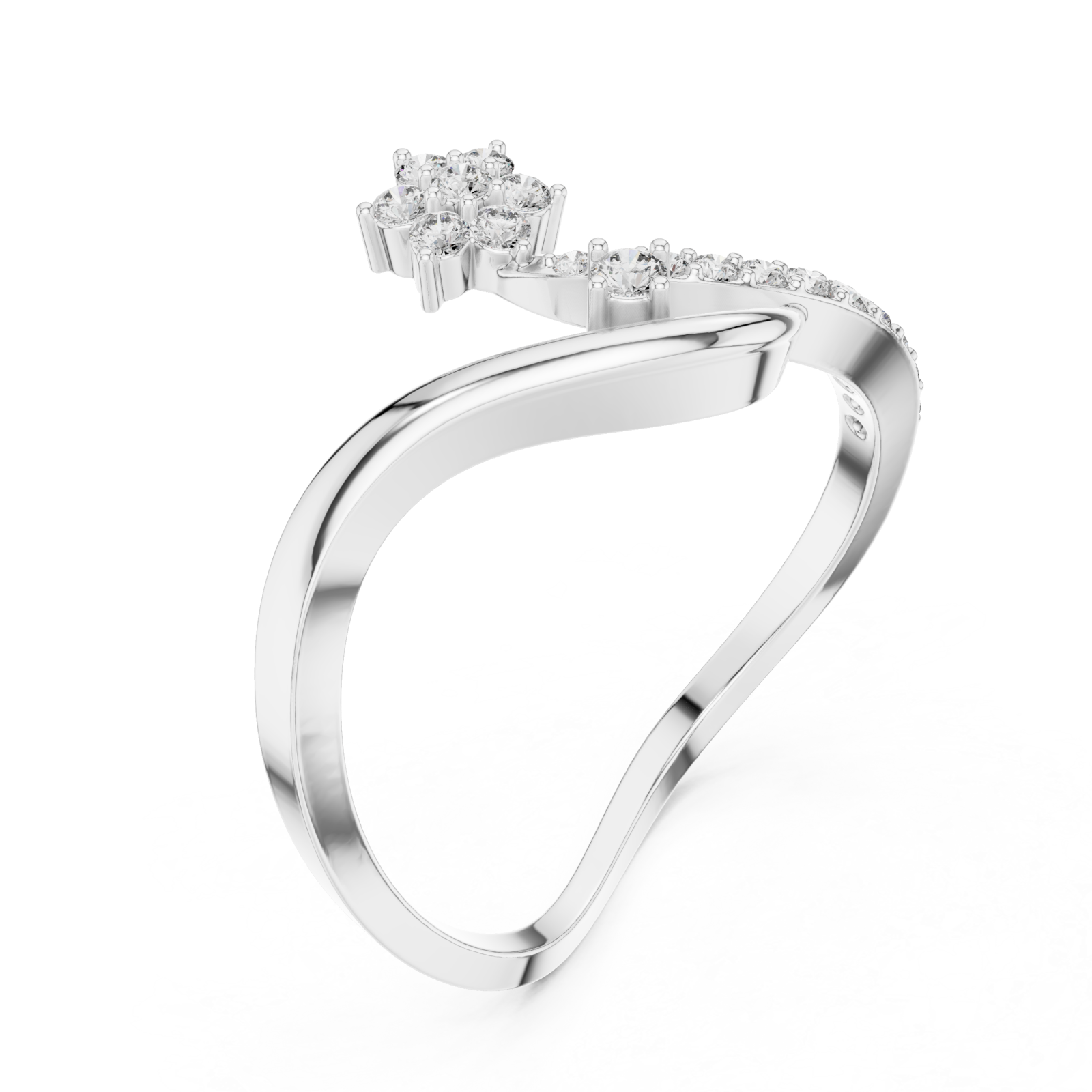  White Gold Radiant Morning Petal Contour Cocktail Ring Right View