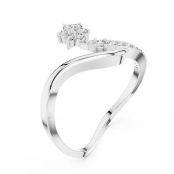  White Gold Radiant Morning Petal Contour Cocktail Ring Right View