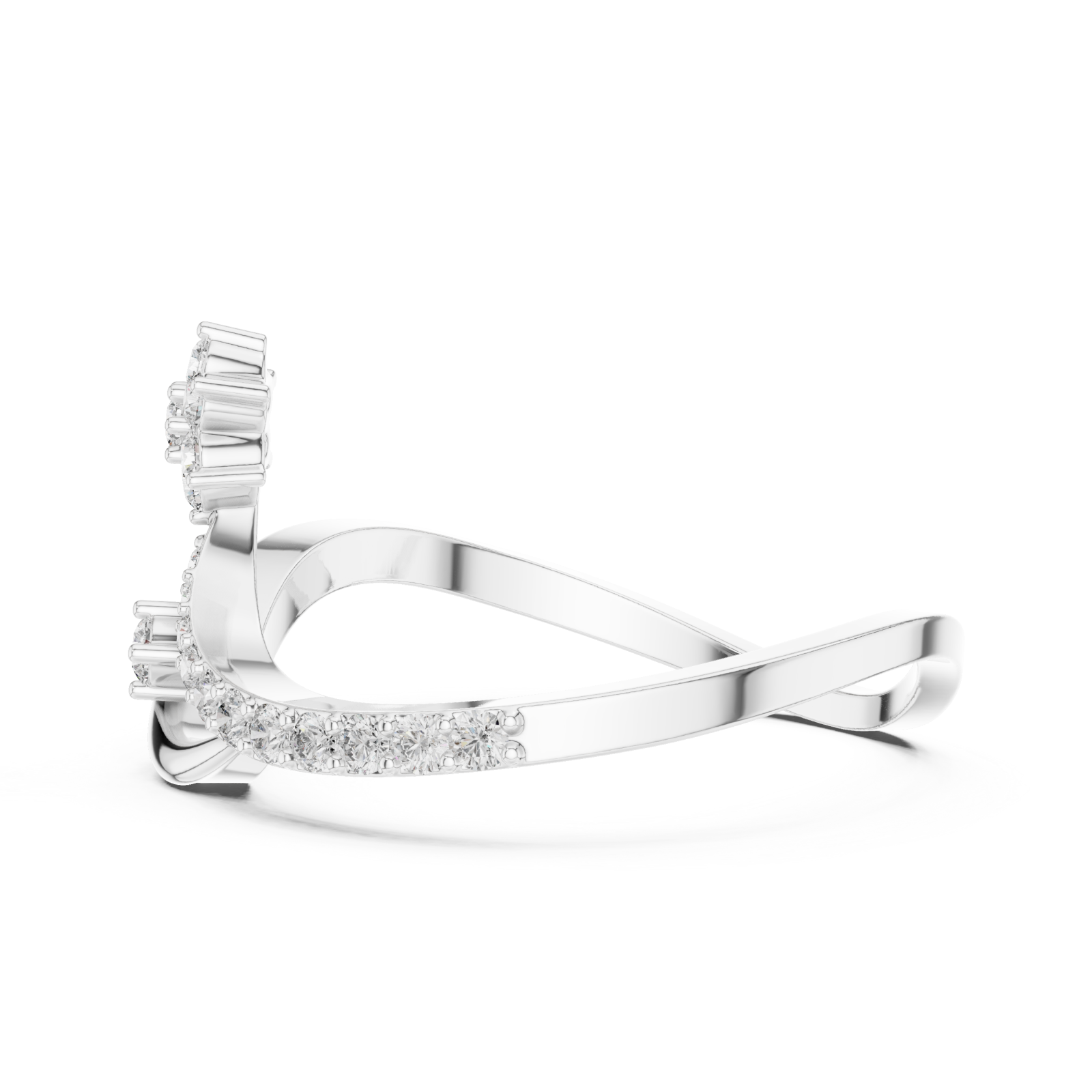  White Gold Radiant Morning Petal Contour Cocktail Ring Side View