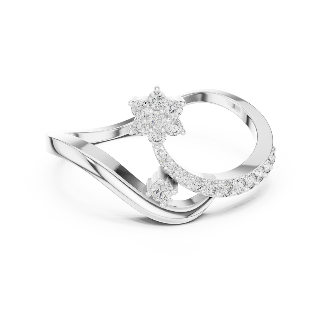  White Gold Radiant Morning Petal Contour Cocktail Ring Right View