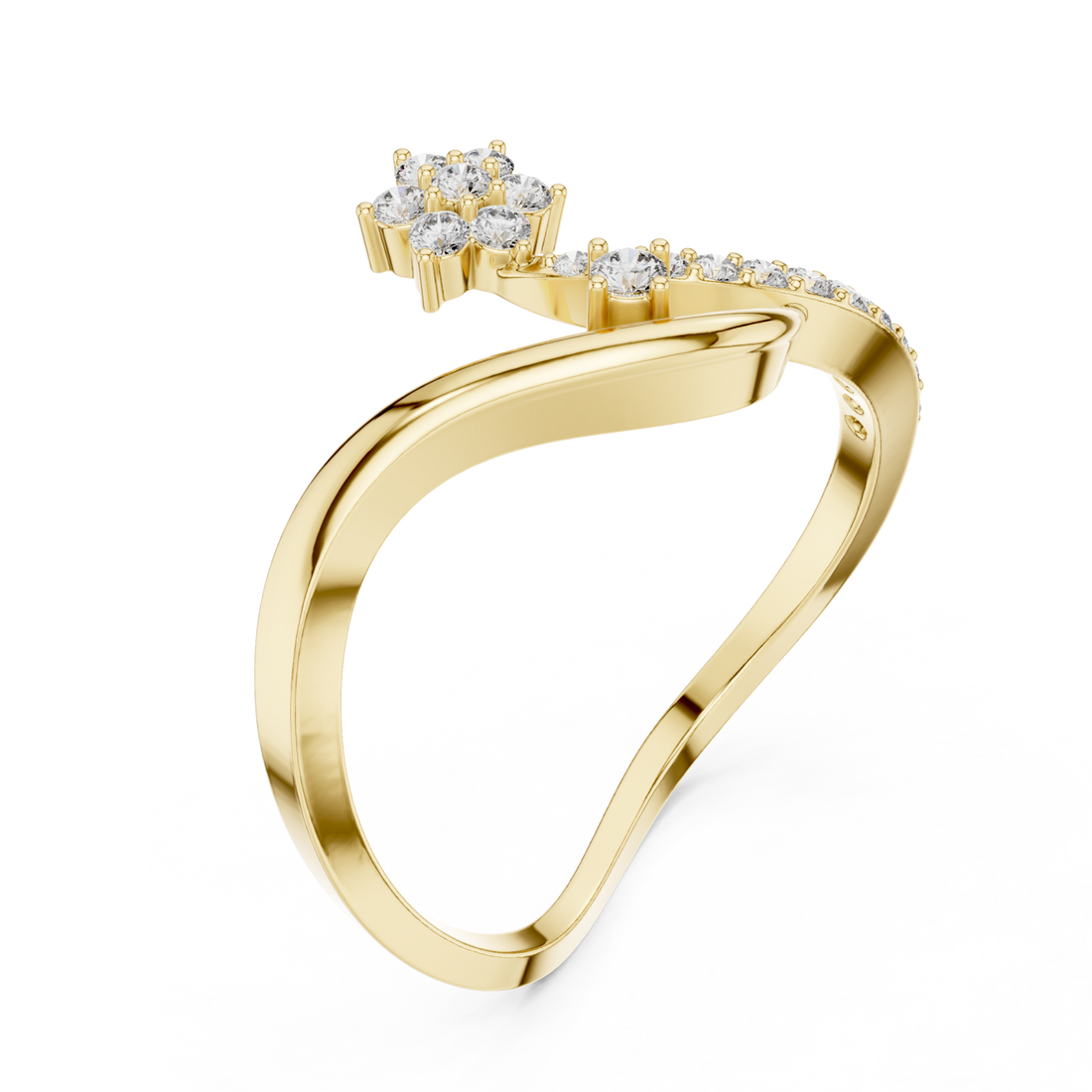 Gold Radiant Morning Petal Contour Cocktail Ring Right View