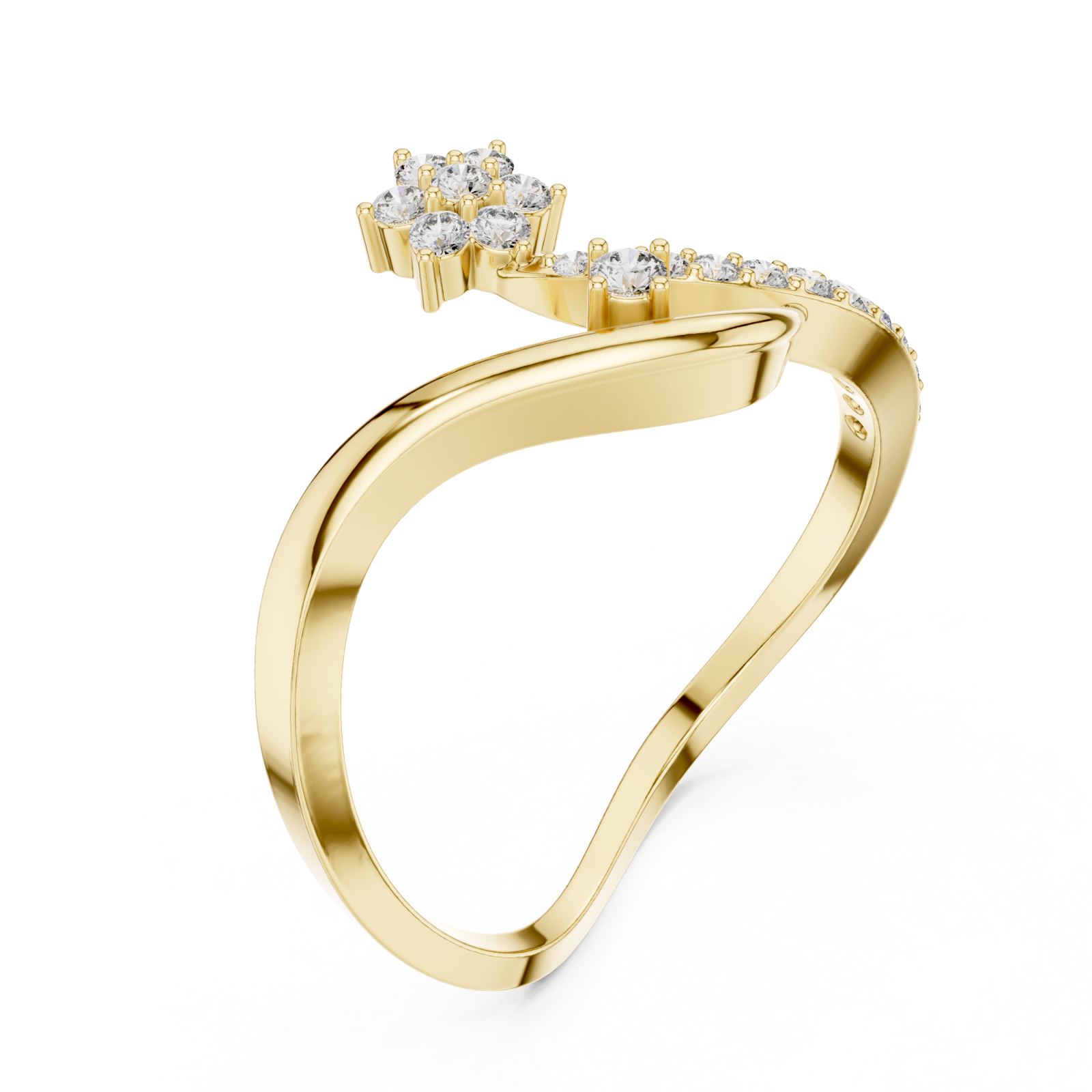 Gold Radiant Morning Petal Contour Cocktail Ring Right View