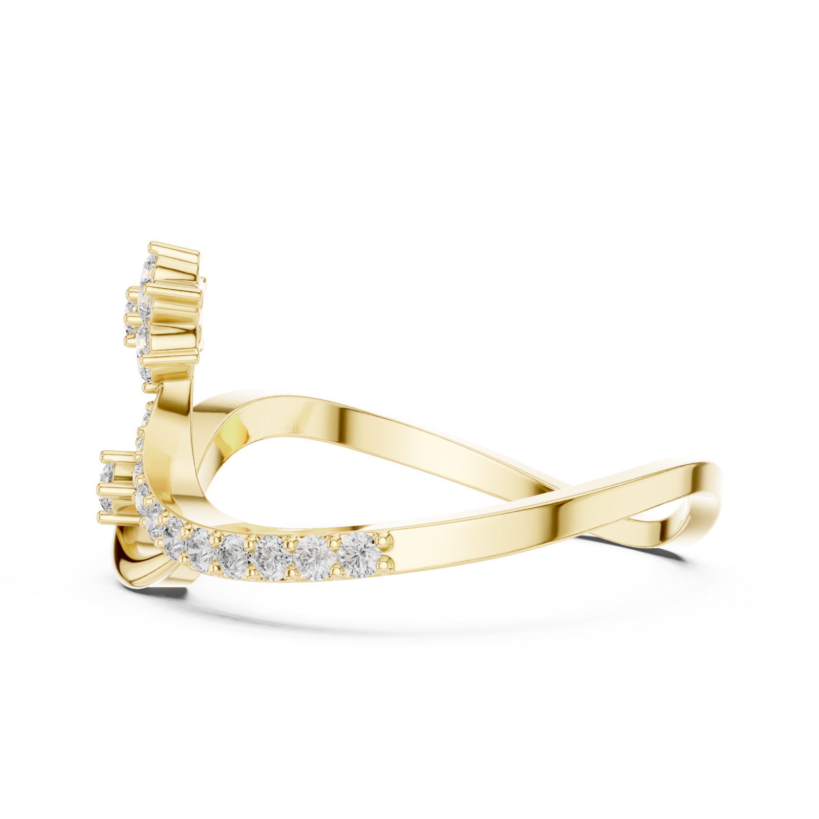  Gold Radiant Morning Petal Contour Cocktail Ring Side View