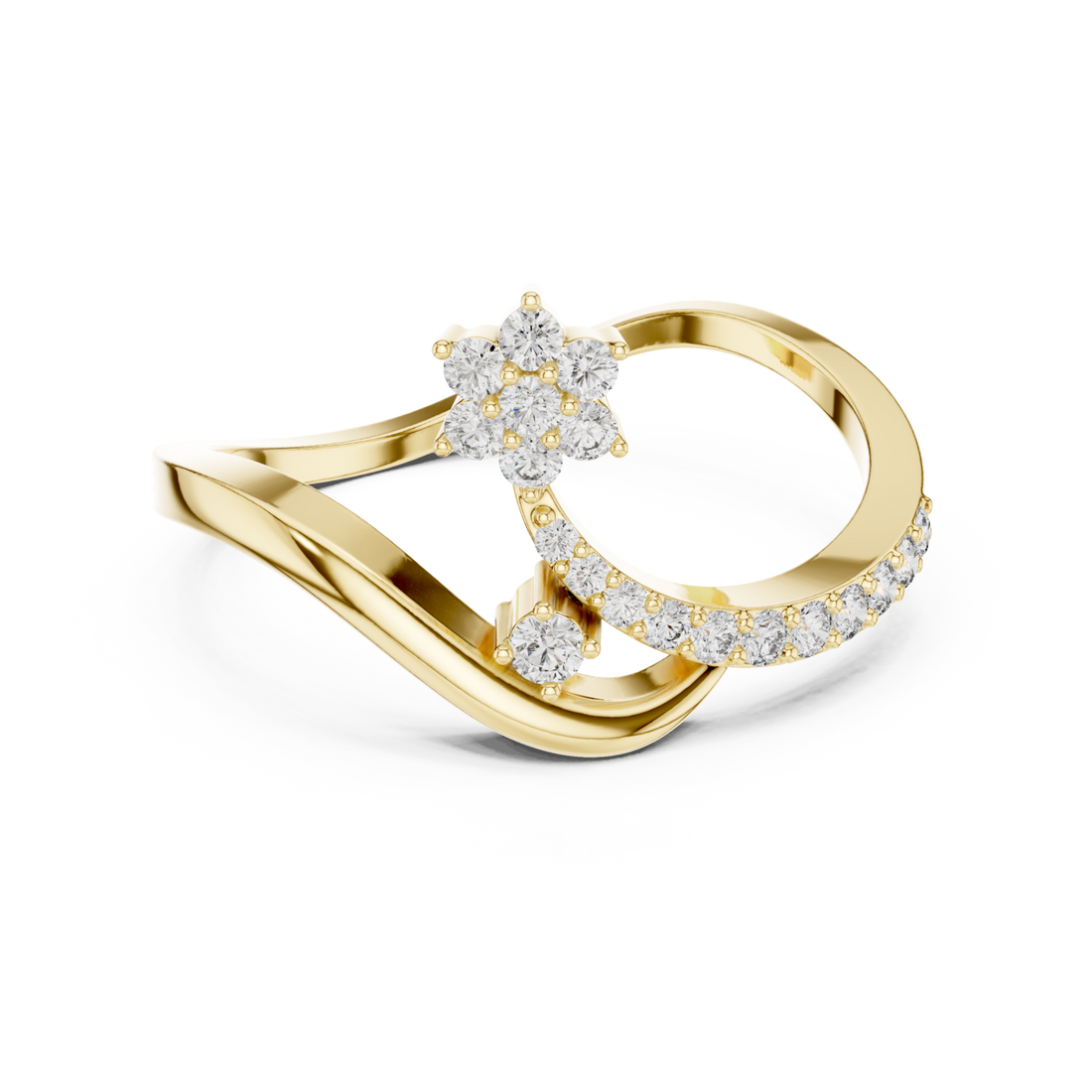 Gold Radiant Morning Petal Contour Cocktail Ring Right View
