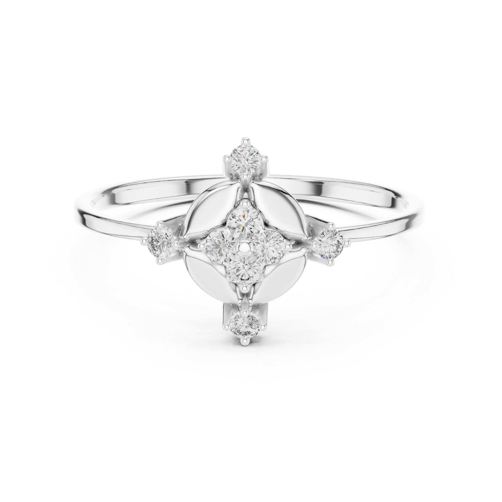  White Gold Luminous Fold Majesty Statement Ring Front View