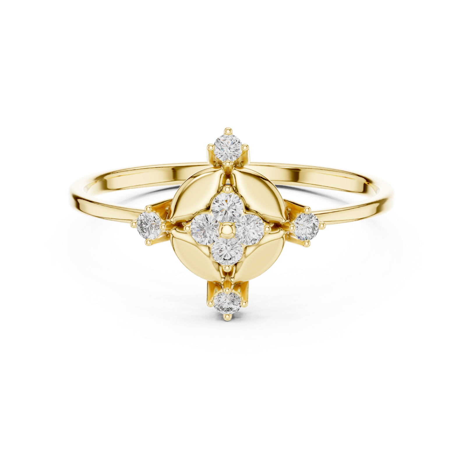  Gold Luminous Fold Majesty Statement Ring Front View
