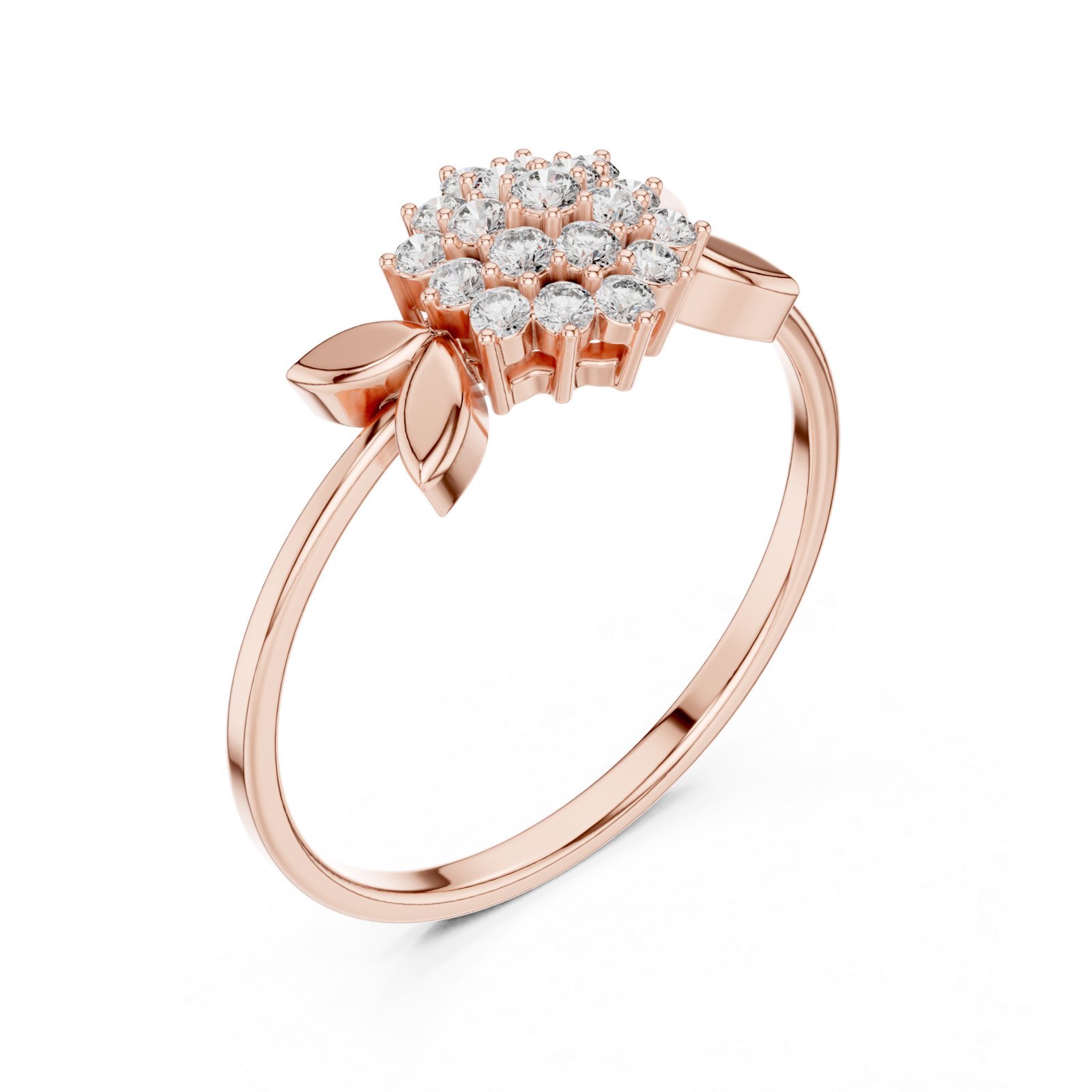  Rose Gold Gentle Breeze Floral Accent Stacking Ring Right View