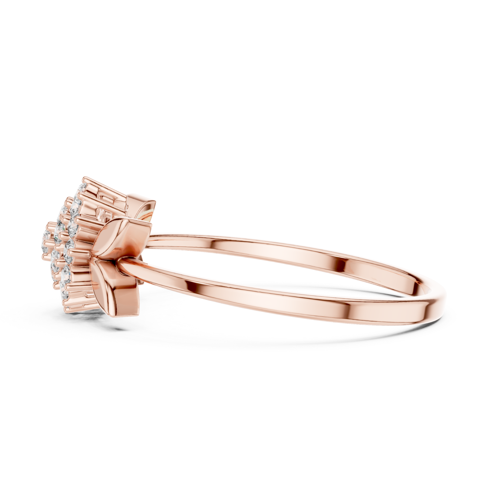  Rose Gold Gentle Breeze Floral Accent Stacking Ring Side View