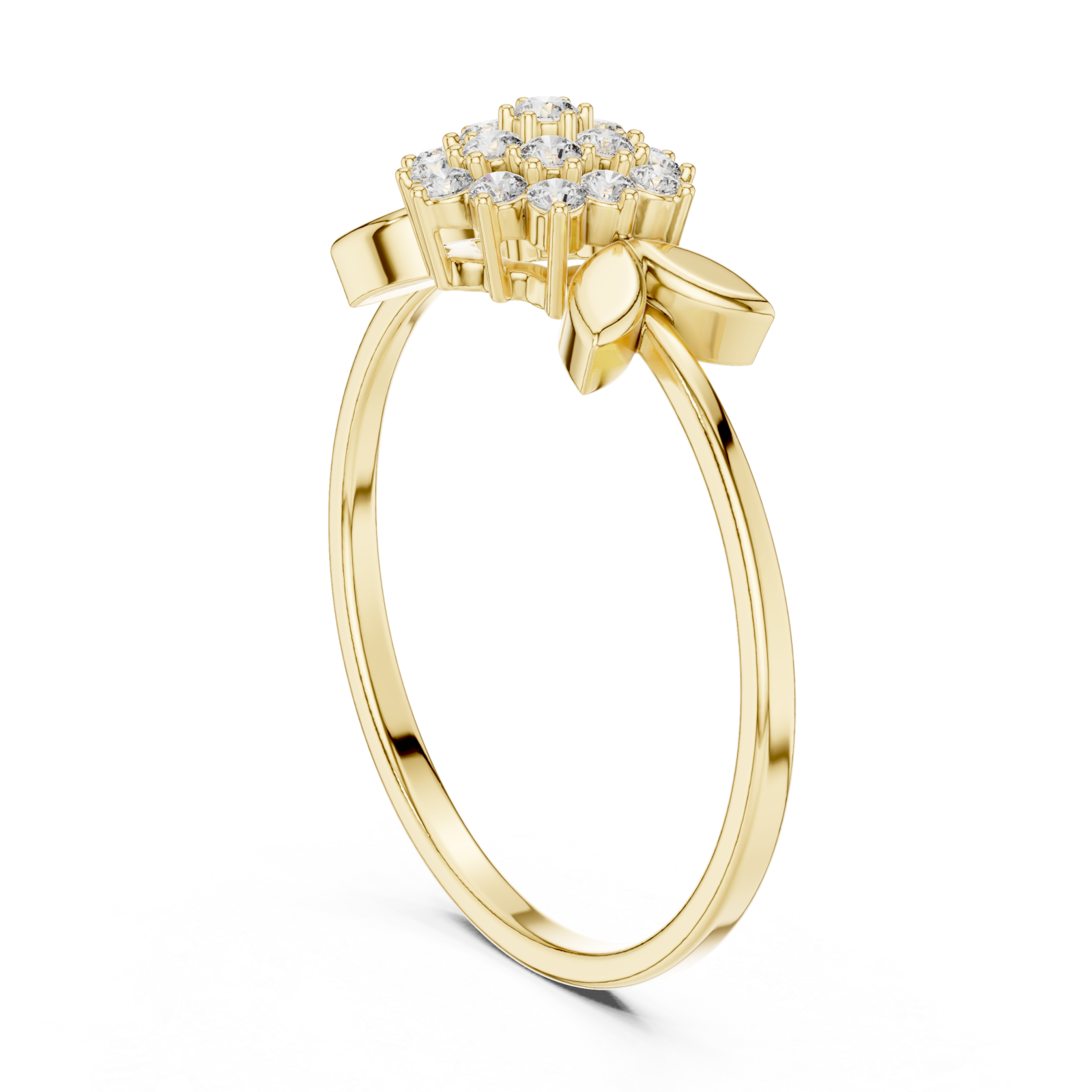  Gold Gentle Breeze Floral Accent Stacking Ring Left View