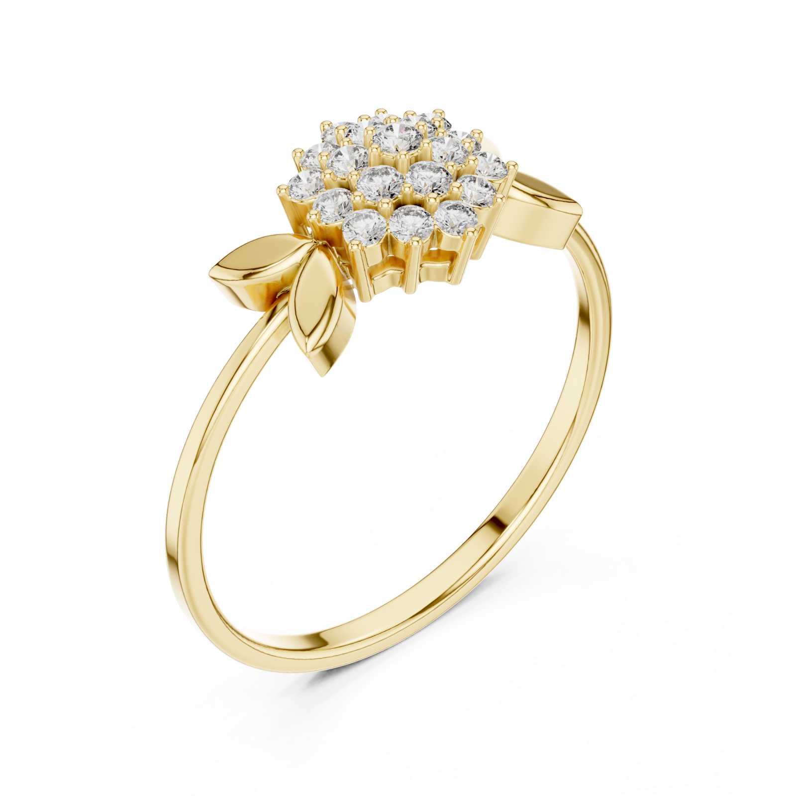 Gold Gentle Breeze Floral Accent Stacking Ring Right View