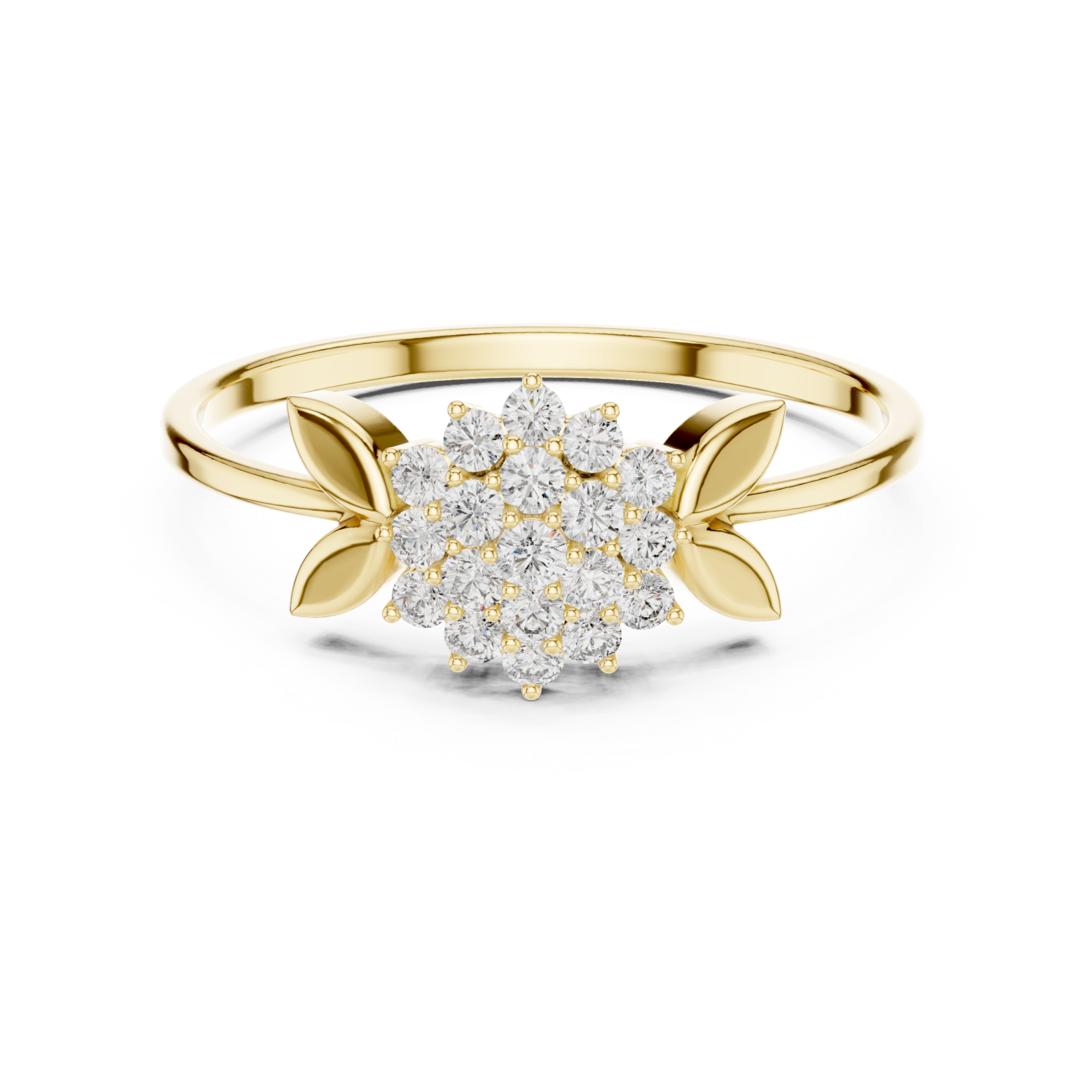  Gold Gentle Breeze Floral Accent Stacking Ring Front View