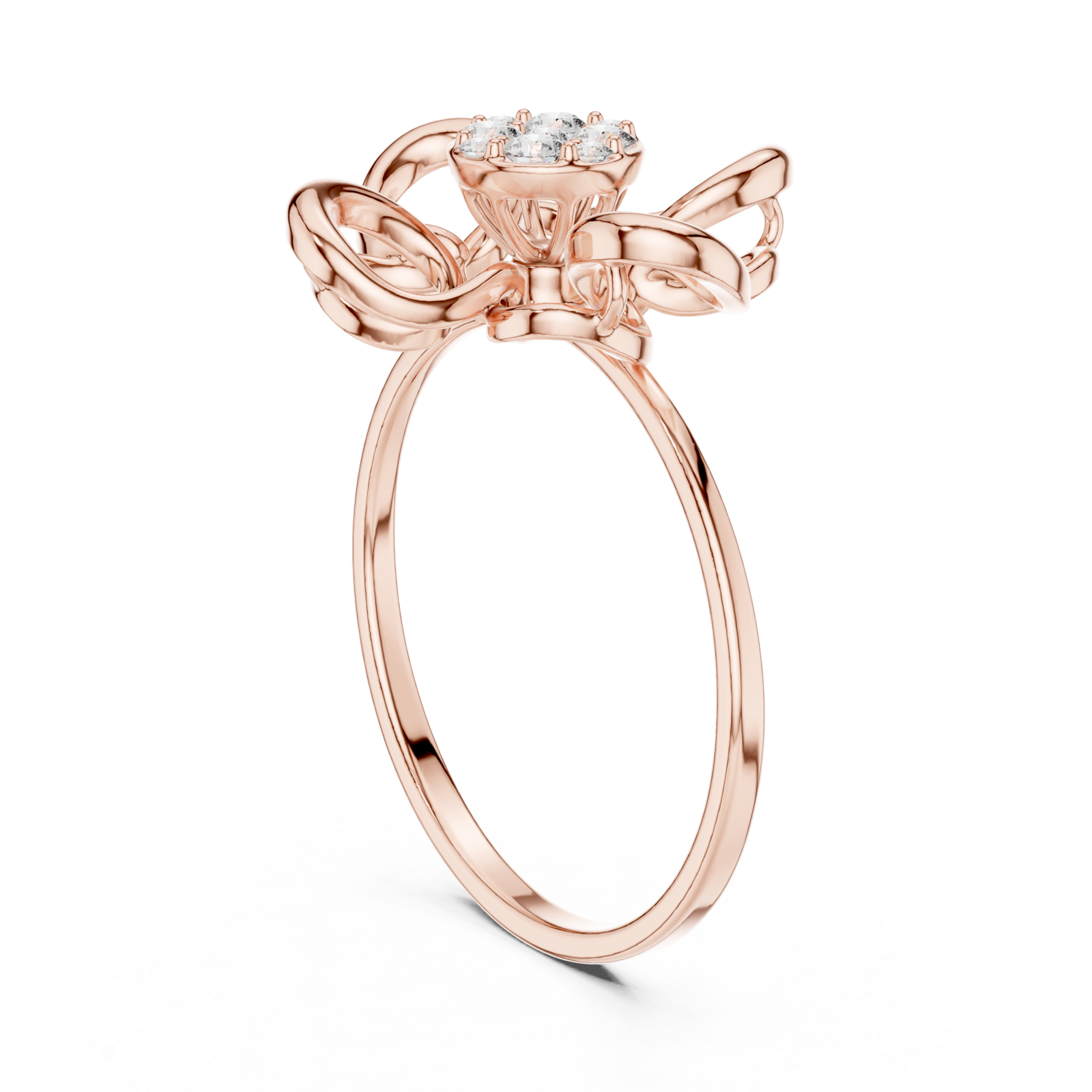  Rose Gold Delicate Bloom Harmony Ring Left View