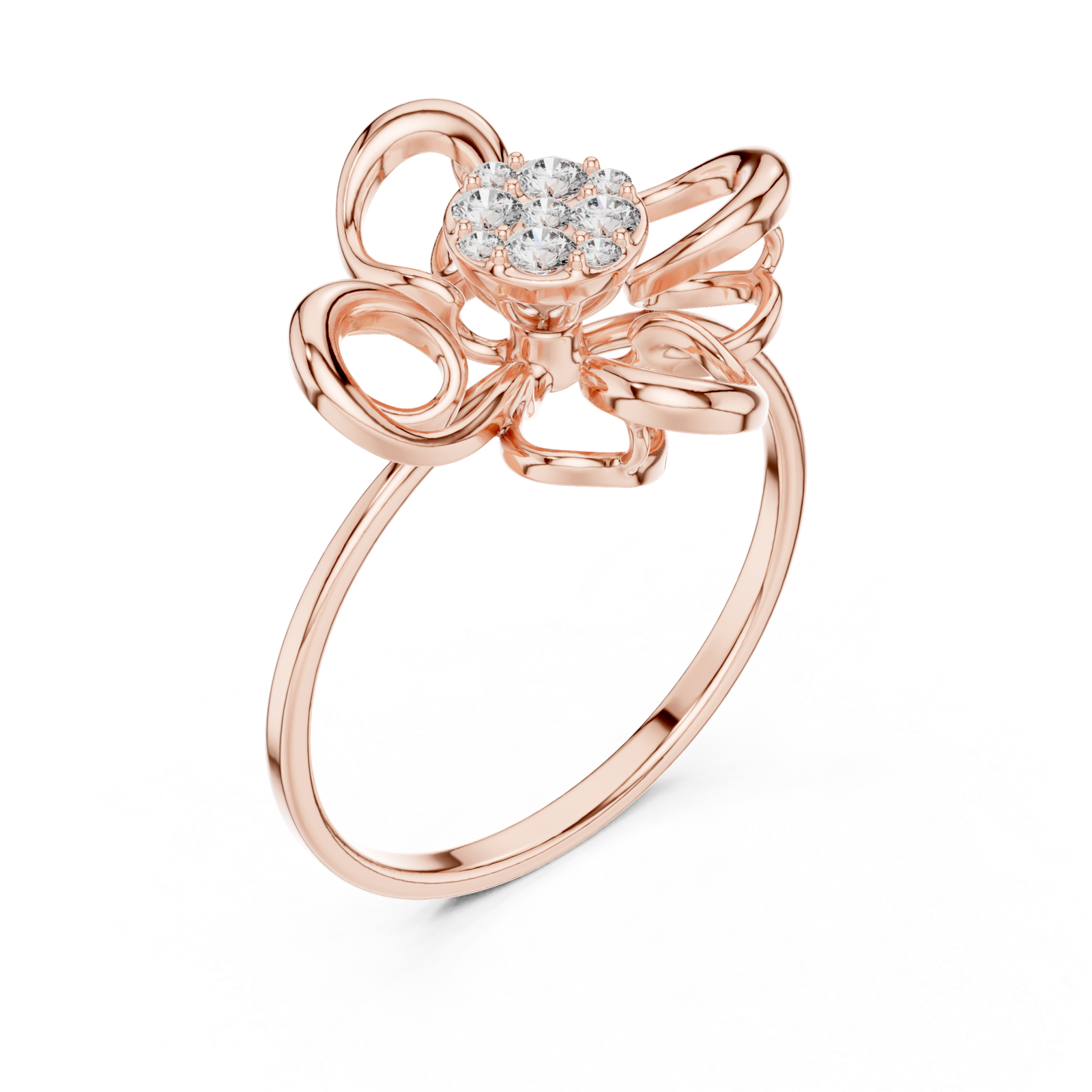  Rose Gold Delicate Bloom Harmony Ring Right View