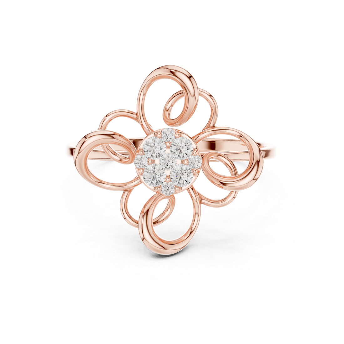  Rose Gold Delicate Bloom Harmony Ring Right View