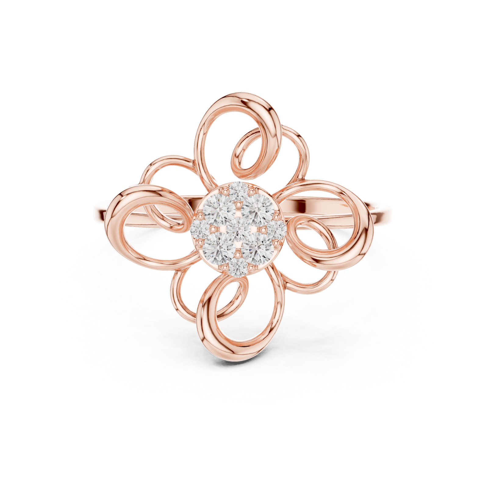  Rose Gold Delicate Bloom Harmony Ring Front View