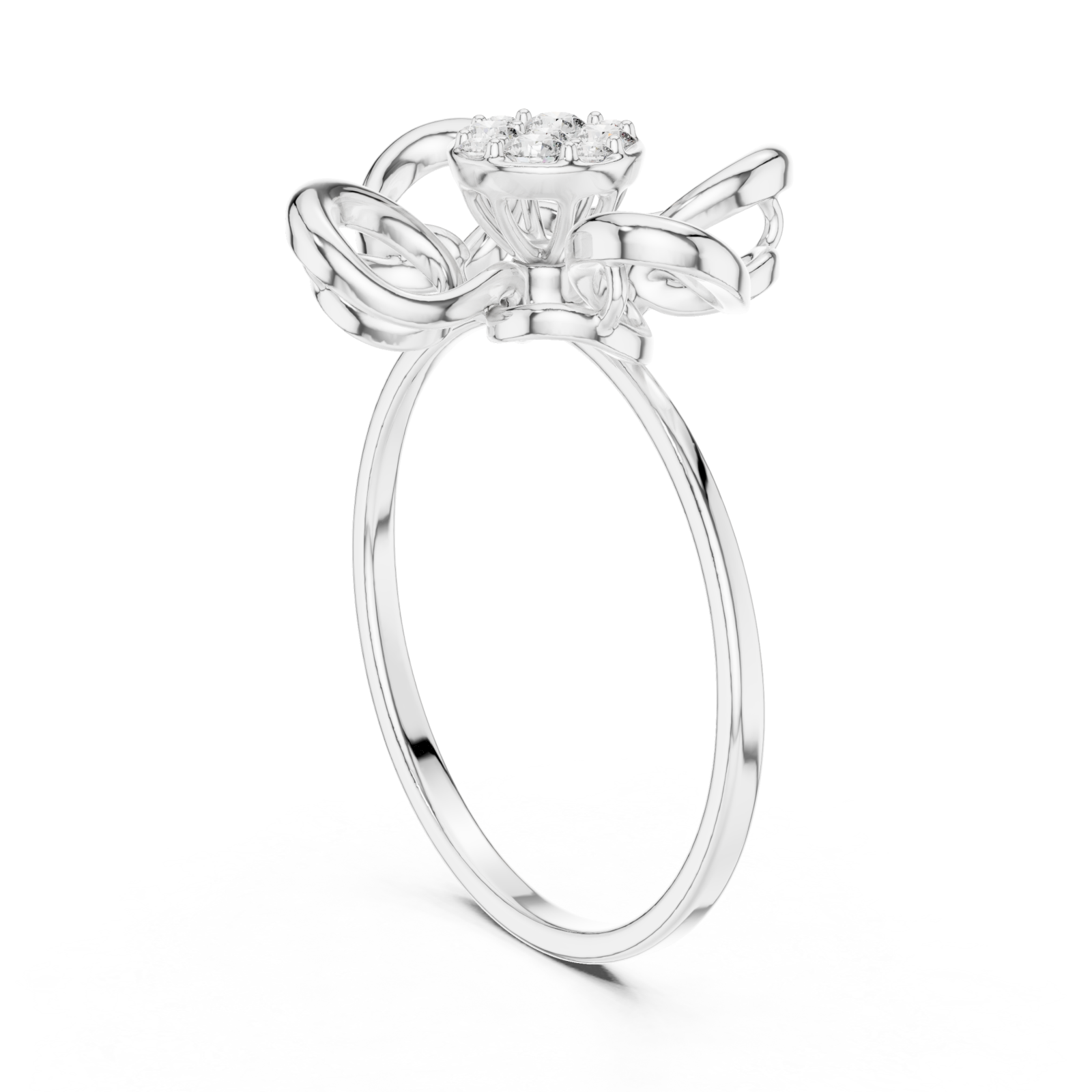 White Gold Delicate Bloom Harmony Ring Left View