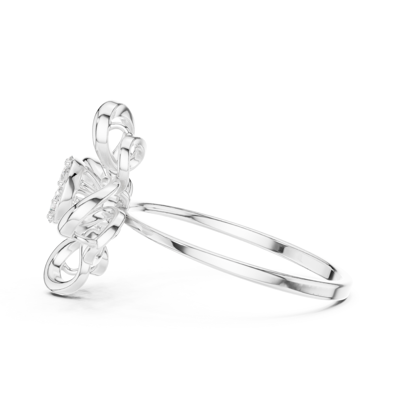  White Gold Delicate Bloom Harmony Ring Side View