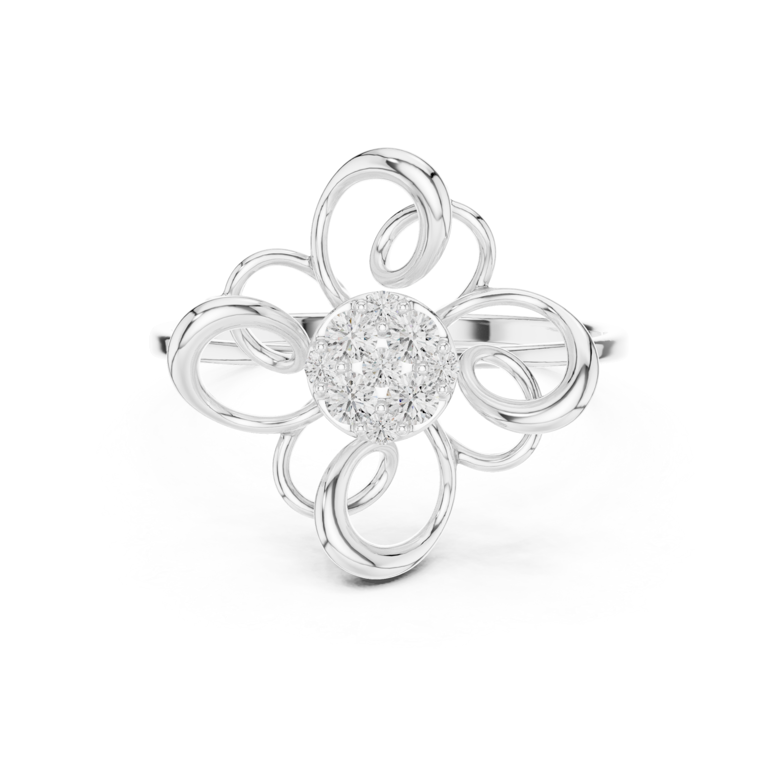  White Gold Delicate Bloom Harmony Ring Front View