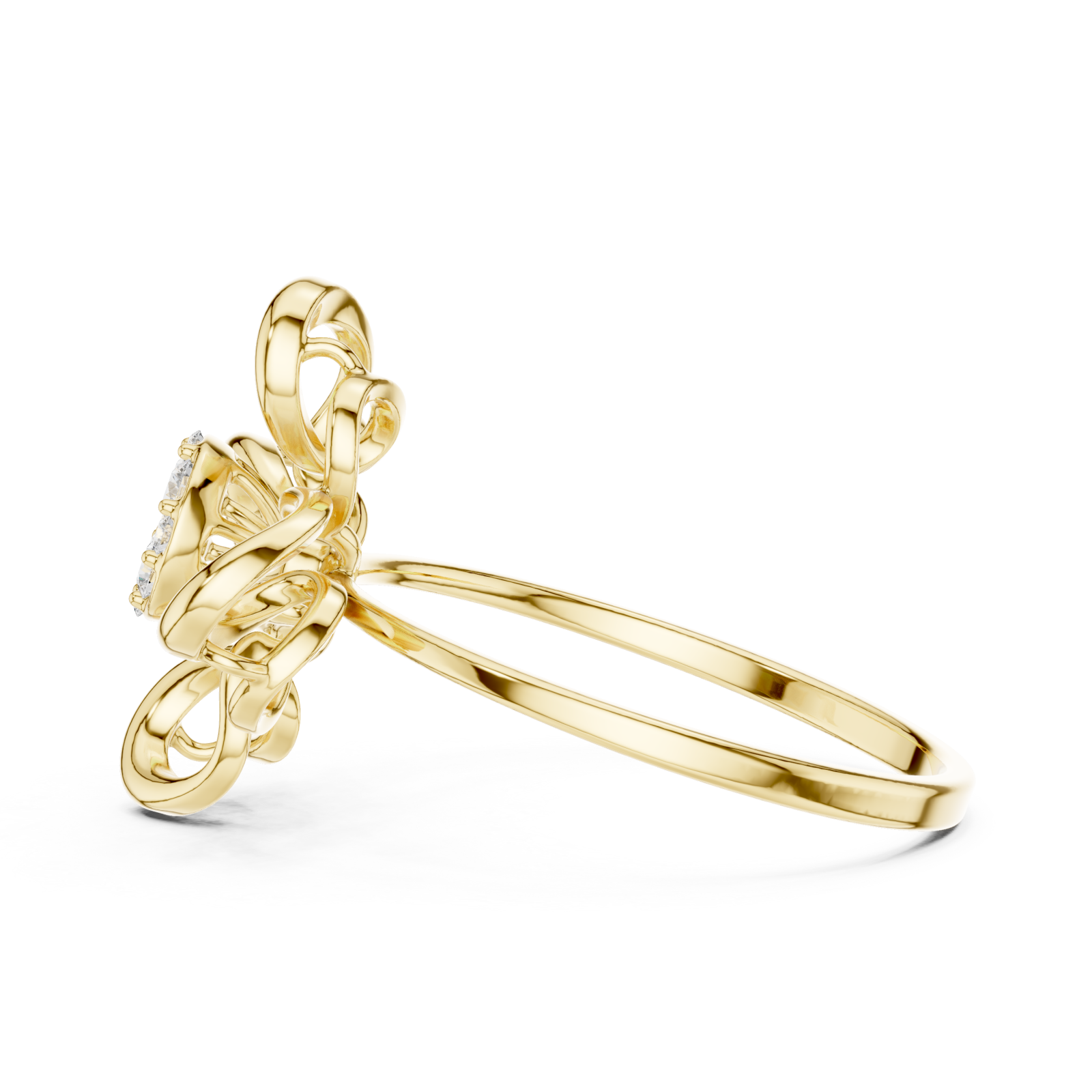  Gold Delicate Bloom Harmony Ring Side View