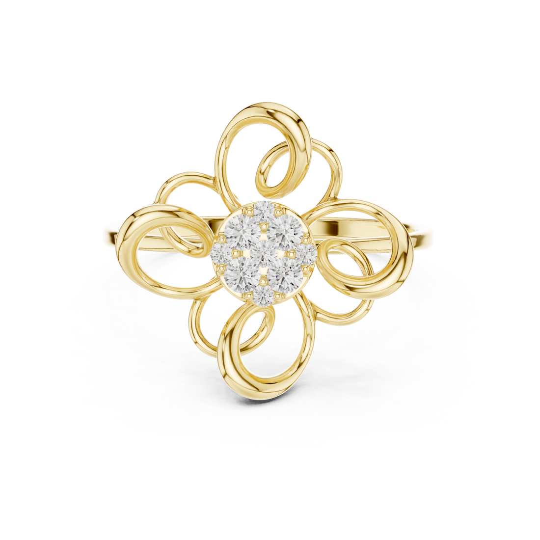 Gold Delicate Bloom Harmony Ring Right View