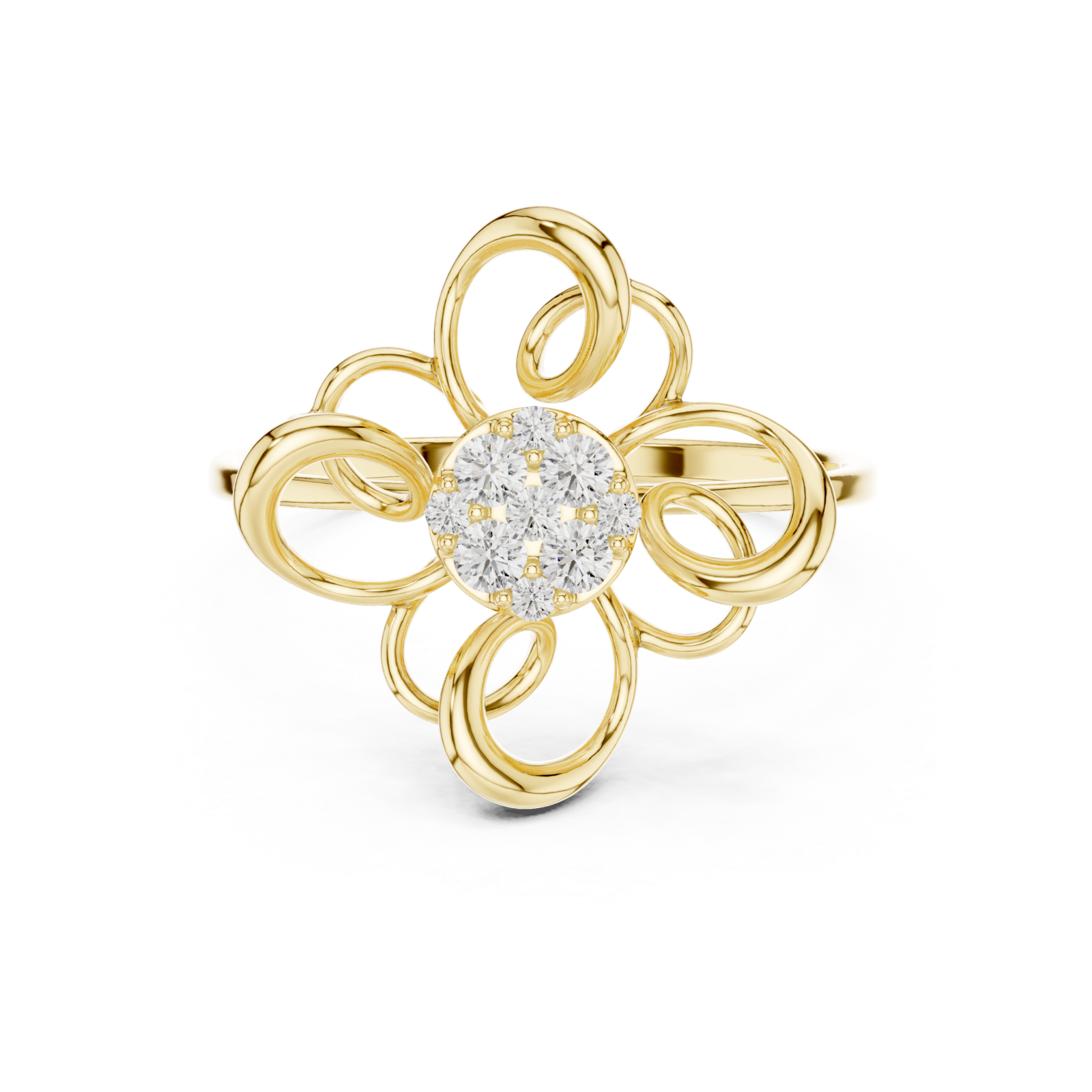  Gold Delicate Bloom Harmony Ring Front View