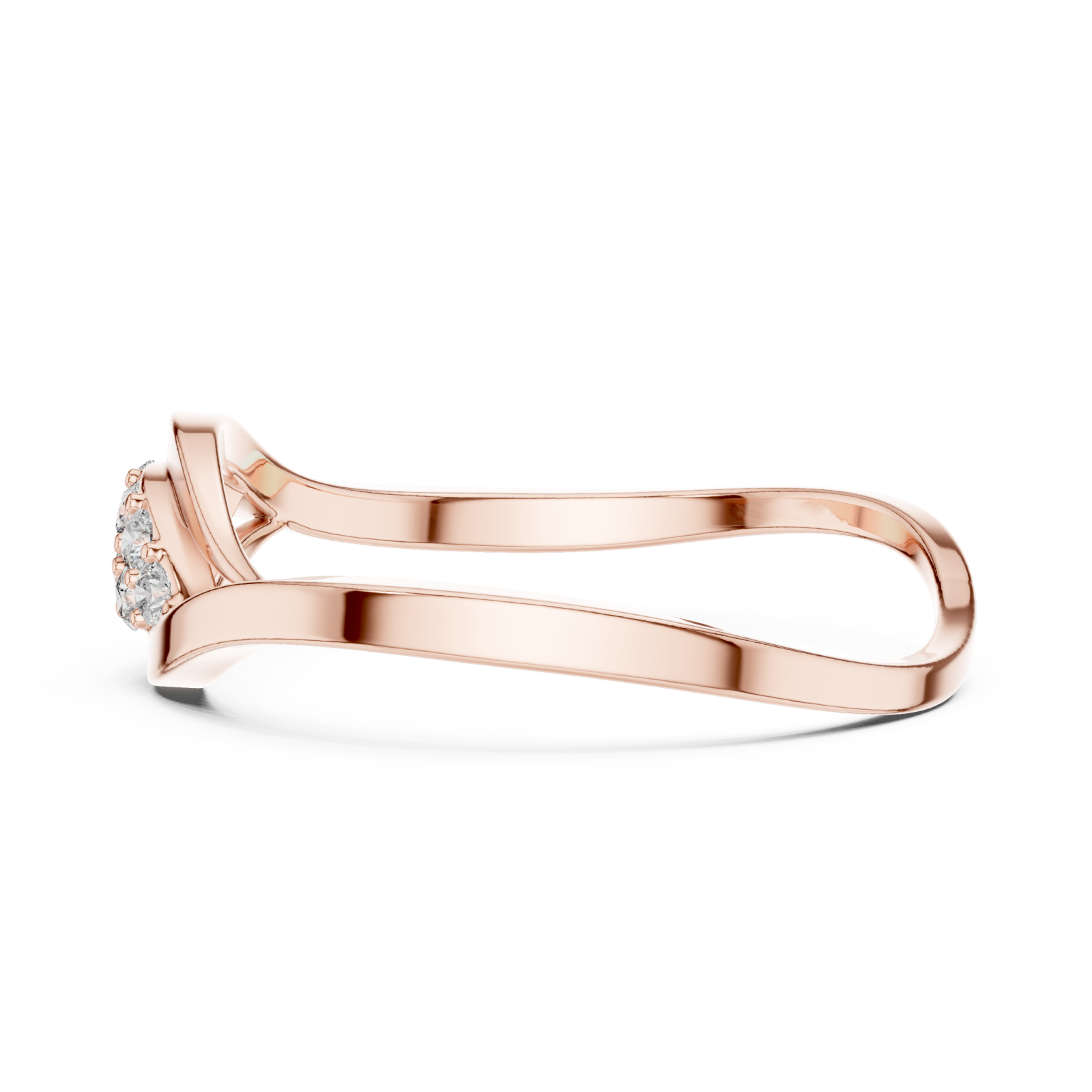  Rose Gold Pure Grace Sculpted Open Band Ring Side View