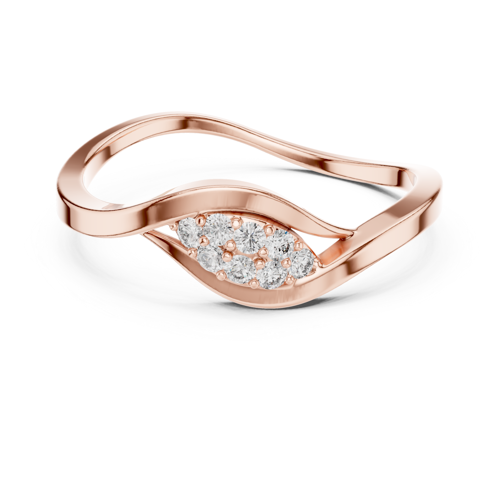  Rose Gold Pure Grace Sculpted Open Band Ring Front View